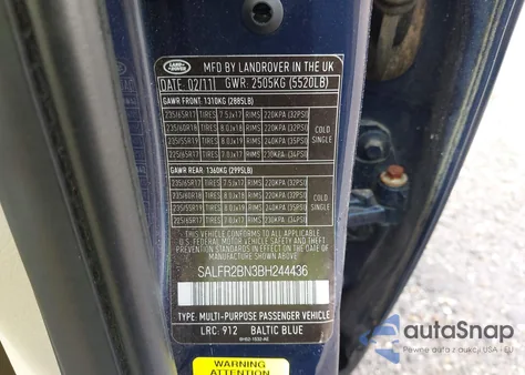 2011 Land Rover Lr2 z USA, uszkodzony, nr VIN SALFR2BN3BH244436